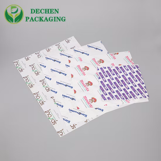 Patatine Shawarma personalizzate all'ingrosso Cottura oleata Fodera per cupcake Hamburger Fritto Cera Sandwich Avvolgimento Rotolo Zucchero Carta da imballaggio per alimenti per fogli Hamburger Specialità gastronomiche
