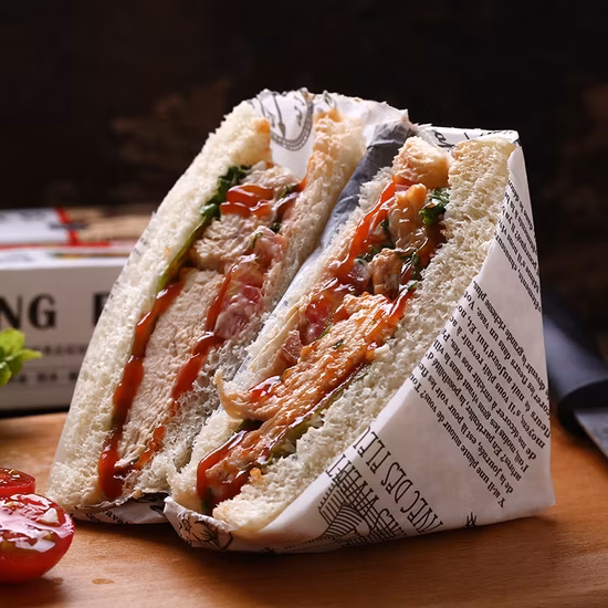Fogli di carta da forno su misura per hamburger, burro, panini, carta oleata per la cottura di alimenti